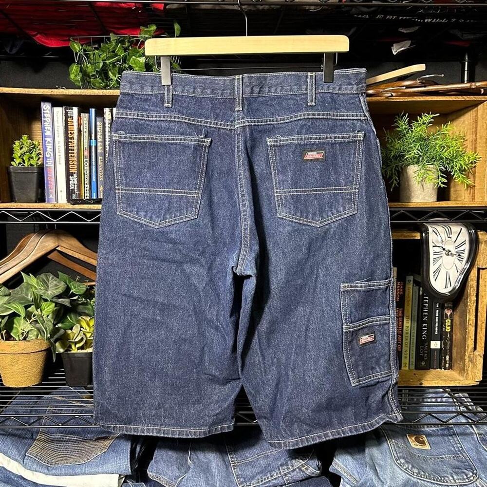 Dickies Baggy Carpenter Jean Shorts Navy Blue Denim Baggy Skater Jorts Mens 34"